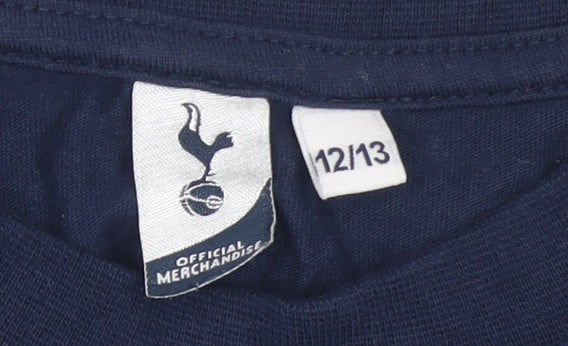 Tottenham Hotspur Boys Blue T-Shirt 12-13 Years Short Sleeve Cotton Top