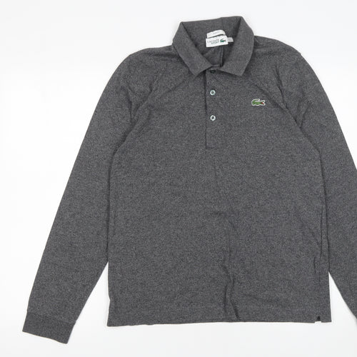 Lacoste Sport Men's Grey Long Sleeve Slim Fit Polo Shirt Size M