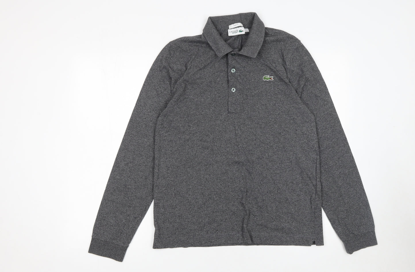 Lacoste Sport Men's Grey Long Sleeve Slim Fit Polo Shirt Size M