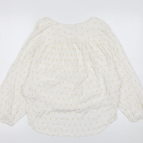 Zara Women Ivory Metallic Thread Tunic Blouse Size S
