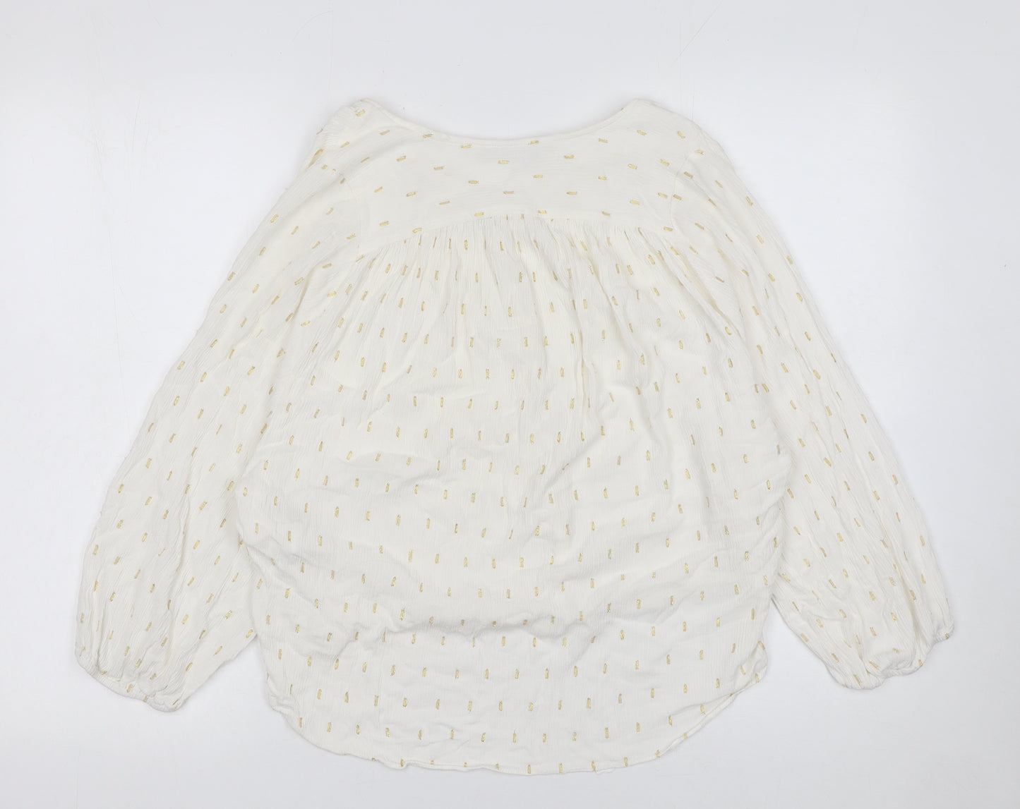 Zara Women Ivory Metallic Thread Tunic Blouse Size S