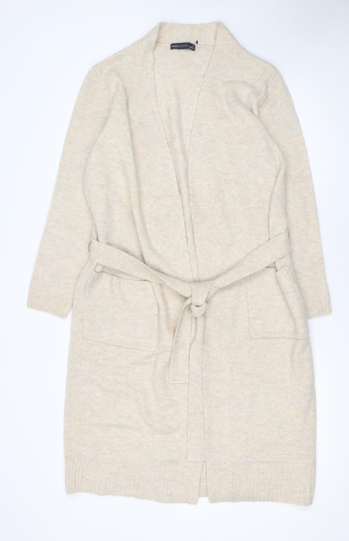 Marks and Spencer Women’s Beige Long Belted Cardigan XS