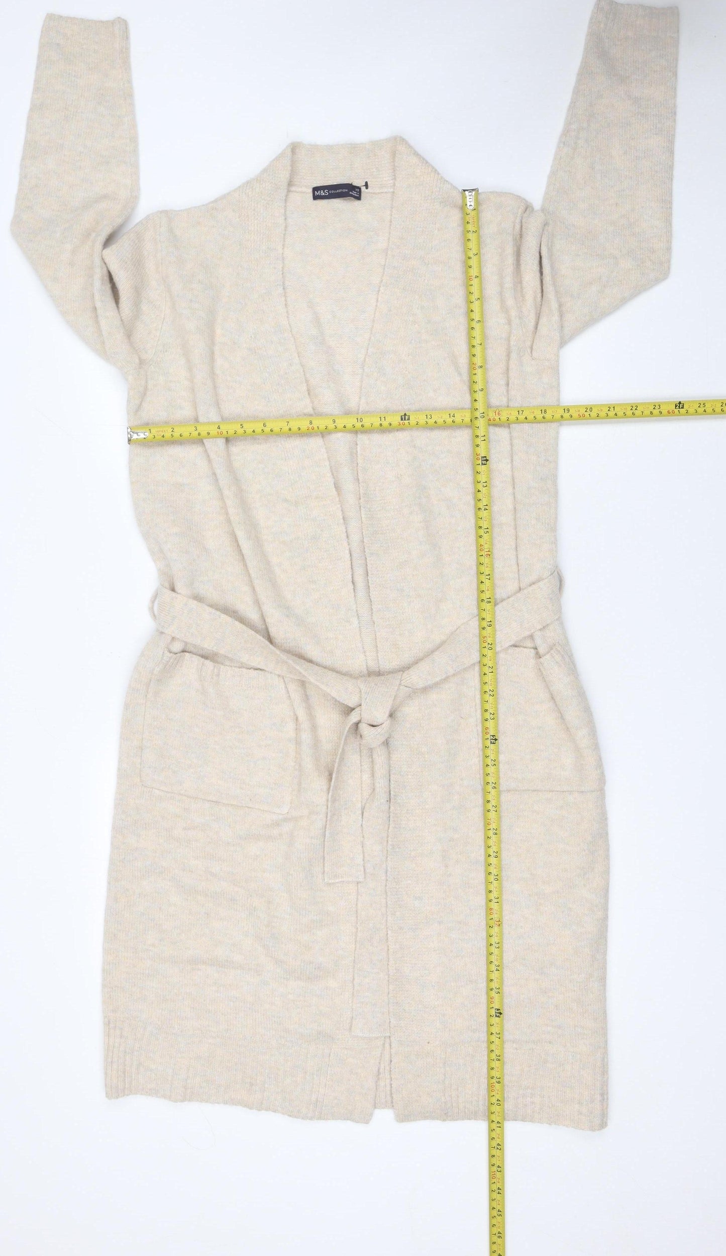 Marks and Spencer Women’s Beige Long Belted Cardigan XS