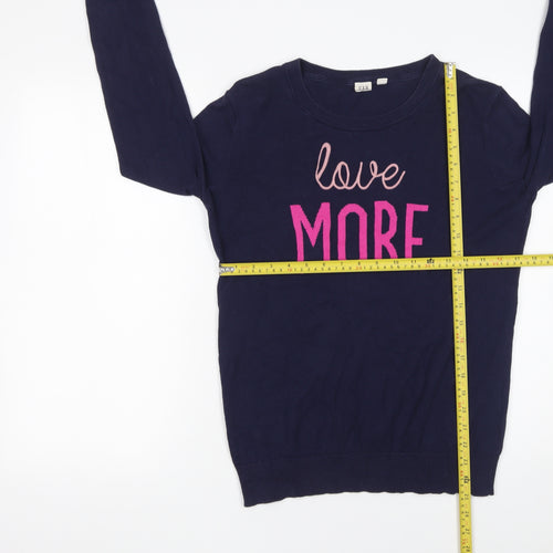 GAP Women's Blue Cotton Crew Neck Love More Pullover Jumper Size S