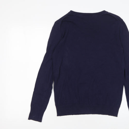 GAP Women's Blue Cotton Crew Neck Love More Pullover Jumper Size S