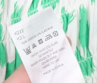 Michelle Keegan Women's Green Animal Print Smocked A-Line Dress Size 12