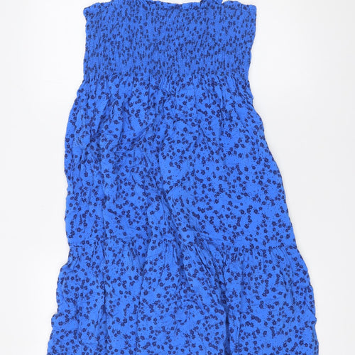 Zara Women Blue Floral Midi Slip Dress XS Summer Boho Style