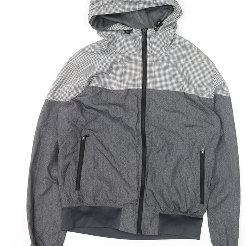 McKenzie Men’s Grey Full Zip Hoodie Size L with Check Design