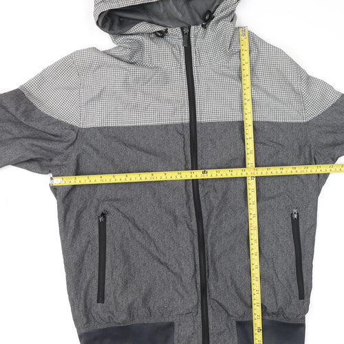 McKenzie Men’s Grey Full Zip Hoodie Size L with Check Design