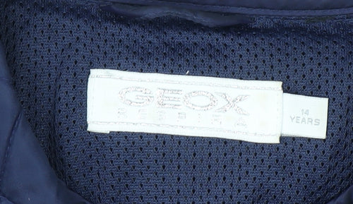 Geox Girls Blue Quilted Mid-Length Belted Jacket 14 Years