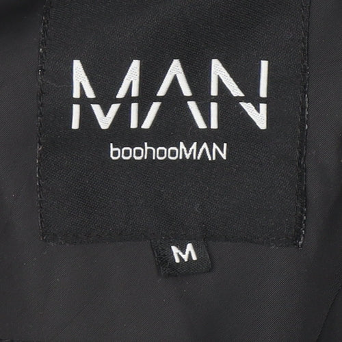 boohooMAN Men's Black Red 1/2 Zip Hoodie Size M Polyester Pullover