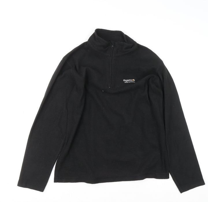 Regatta Women Black Fleece 1/4 Zip Pullover Sweatshirt UK 12