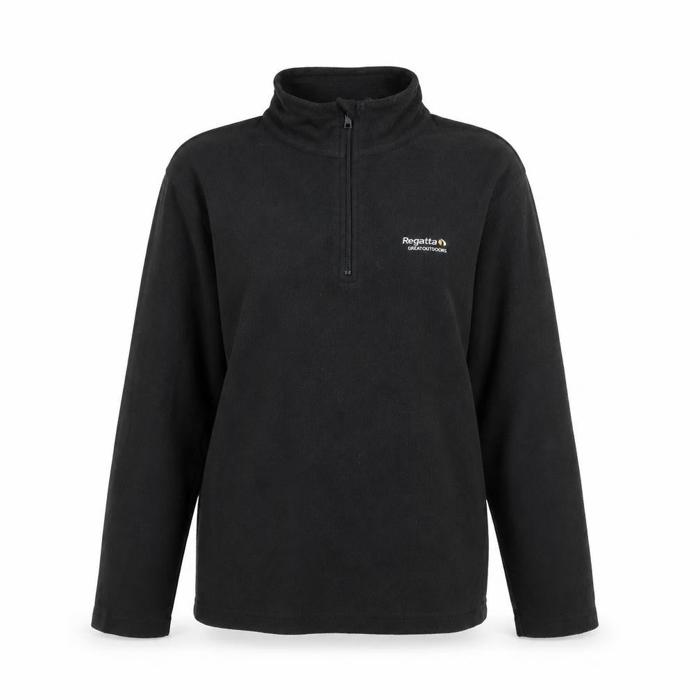 Front view of Regatta Women Black Fleece 1/4 Zip Pullover Sweatshirt UK 12