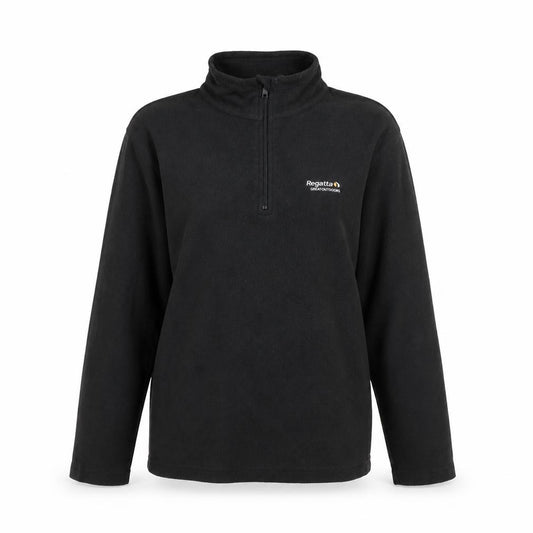 Front view of Regatta Women Black Fleece 1/4 Zip Pullover Sweatshirt UK 12