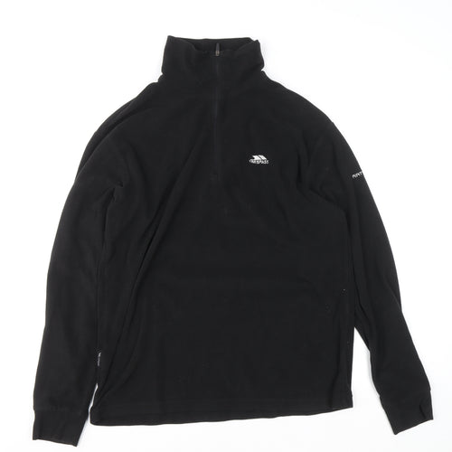 Trespass Mens Black Fleece 1/4 Zip Pullover Sweatshirt Size S