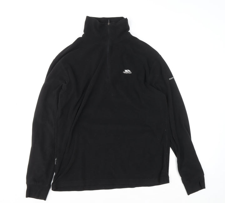 Trespass Mens Black Fleece 1/4 Zip Pullover Sweatshirt Size S