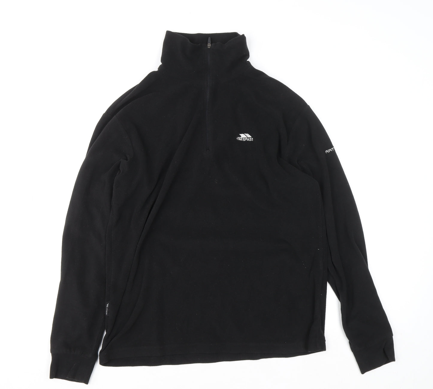 Trespass Mens Black Fleece 1/4 Zip Pullover Sweatshirt Size S