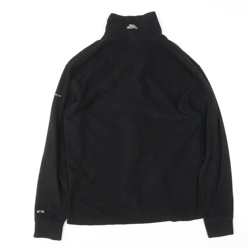 Trespass Mens Black Fleece 1/4 Zip Pullover Sweatshirt Size S