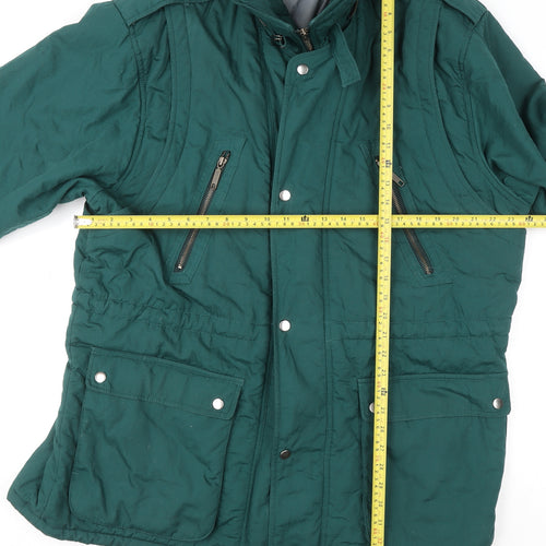 C&A Mens Green L Regular Parka Jacket 44in Stand Collar Winter Coat