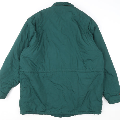 C&A Mens Green L Regular Parka Jacket 44in Stand Collar Winter Coat