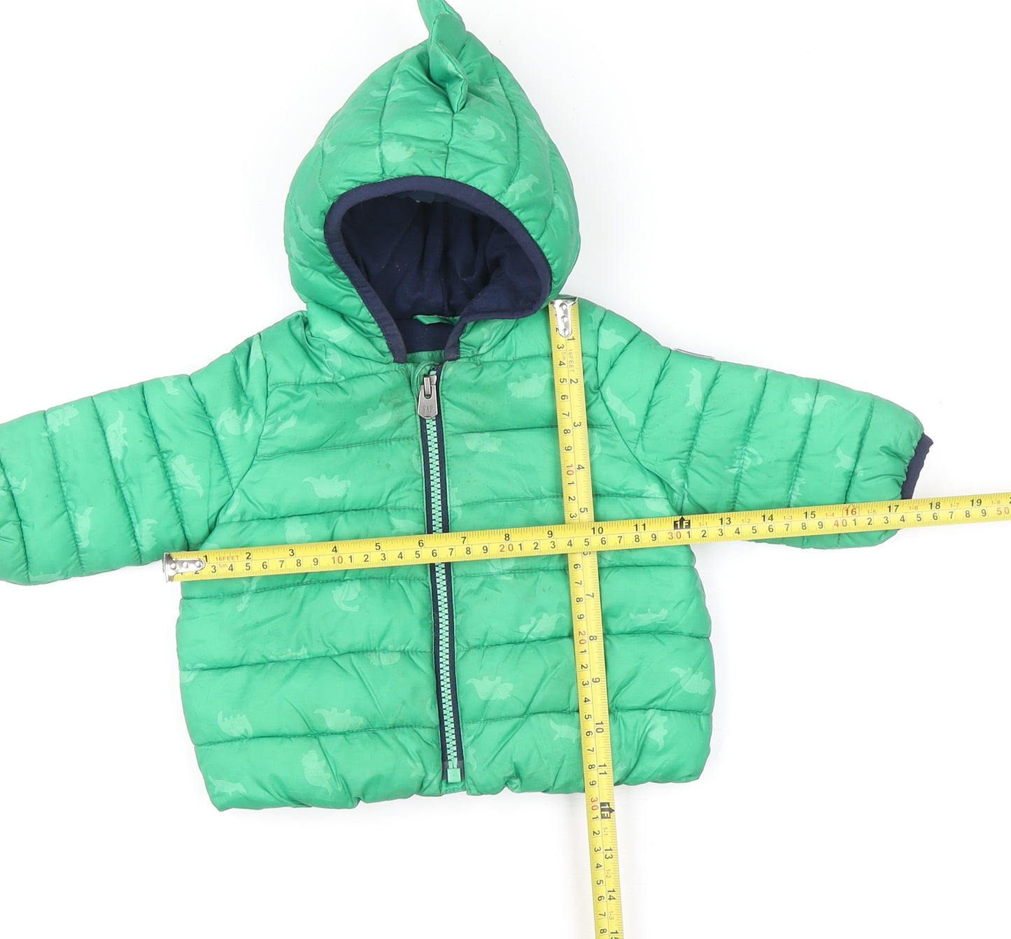 Baby GAP Green Dinosaur Hooded Puffer Jacket 0-6 Months Unisex Winter Coat