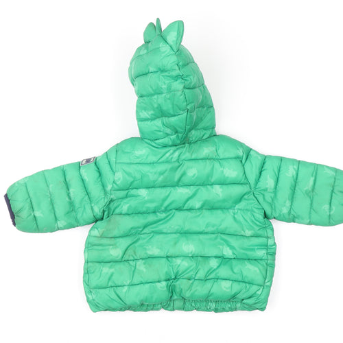Baby GAP Green Dinosaur Hooded Puffer Jacket 0-6 Months Unisex Winter Coat