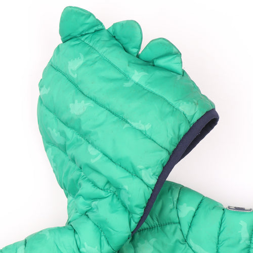 Baby GAP Green Dinosaur Hooded Puffer Jacket 0-6 Months Unisex Winter Coat