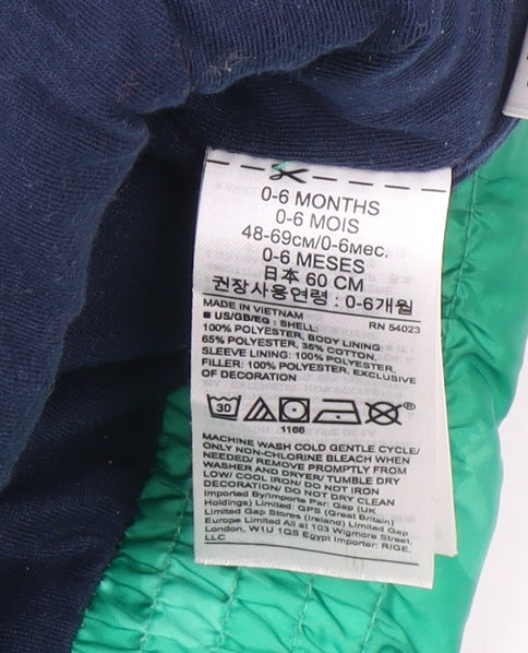 Baby GAP Green Dinosaur Hooded Puffer Jacket 0-6 Months Unisex Winter Coat
