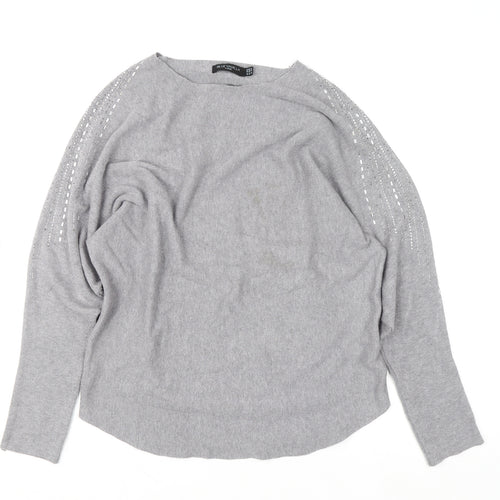 Blue Vanilla Women’s Grey Beaded Knit Pullover Jumper Size 16