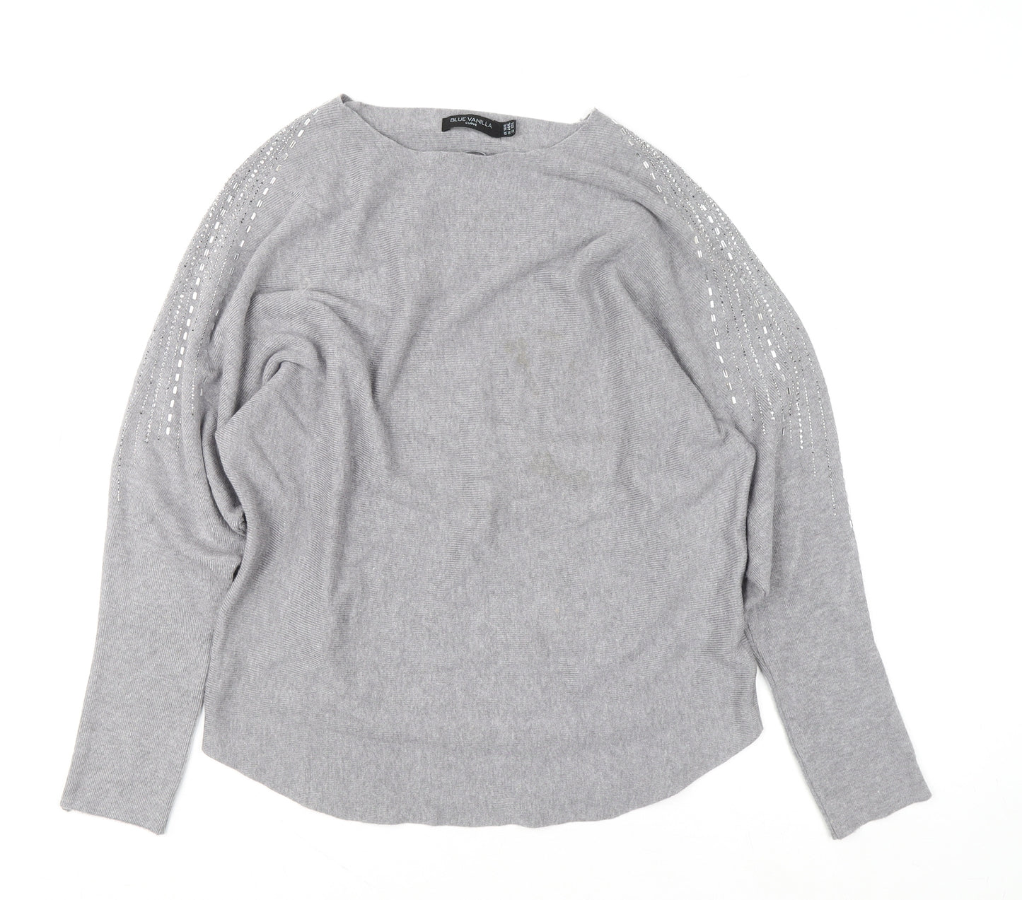 Blue Vanilla Women’s Grey Beaded Knit Pullover Jumper Size 16