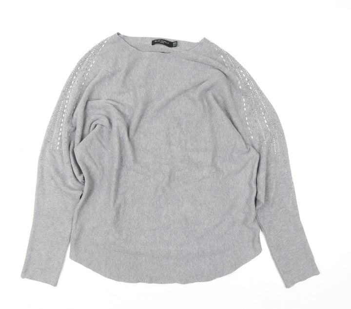 Blue Vanilla Women’s Grey Beaded Knit Pullover Jumper Size 16