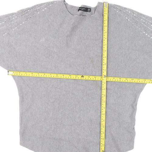 Blue Vanilla Women’s Grey Beaded Knit Pullover Jumper Size 16