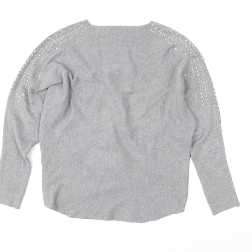 Blue Vanilla Women’s Grey Beaded Knit Pullover Jumper Size 16
