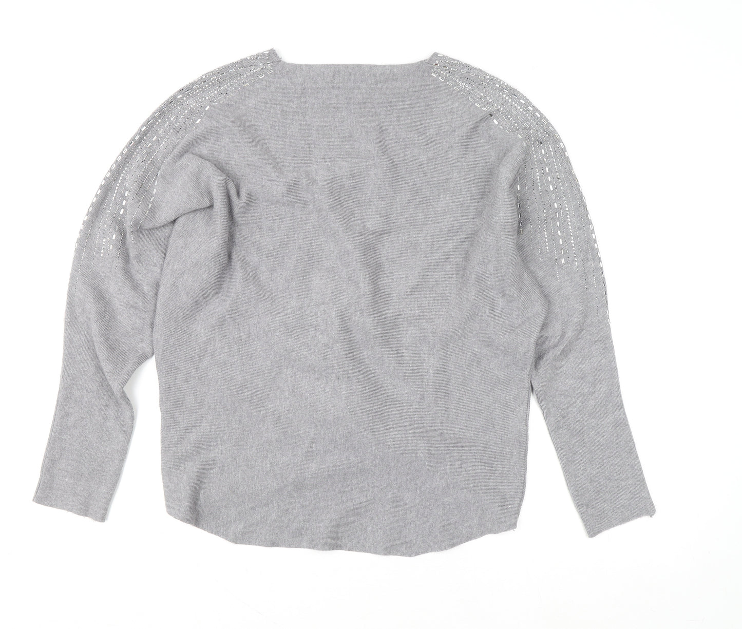 Blue Vanilla Women’s Grey Beaded Knit Pullover Jumper Size 16