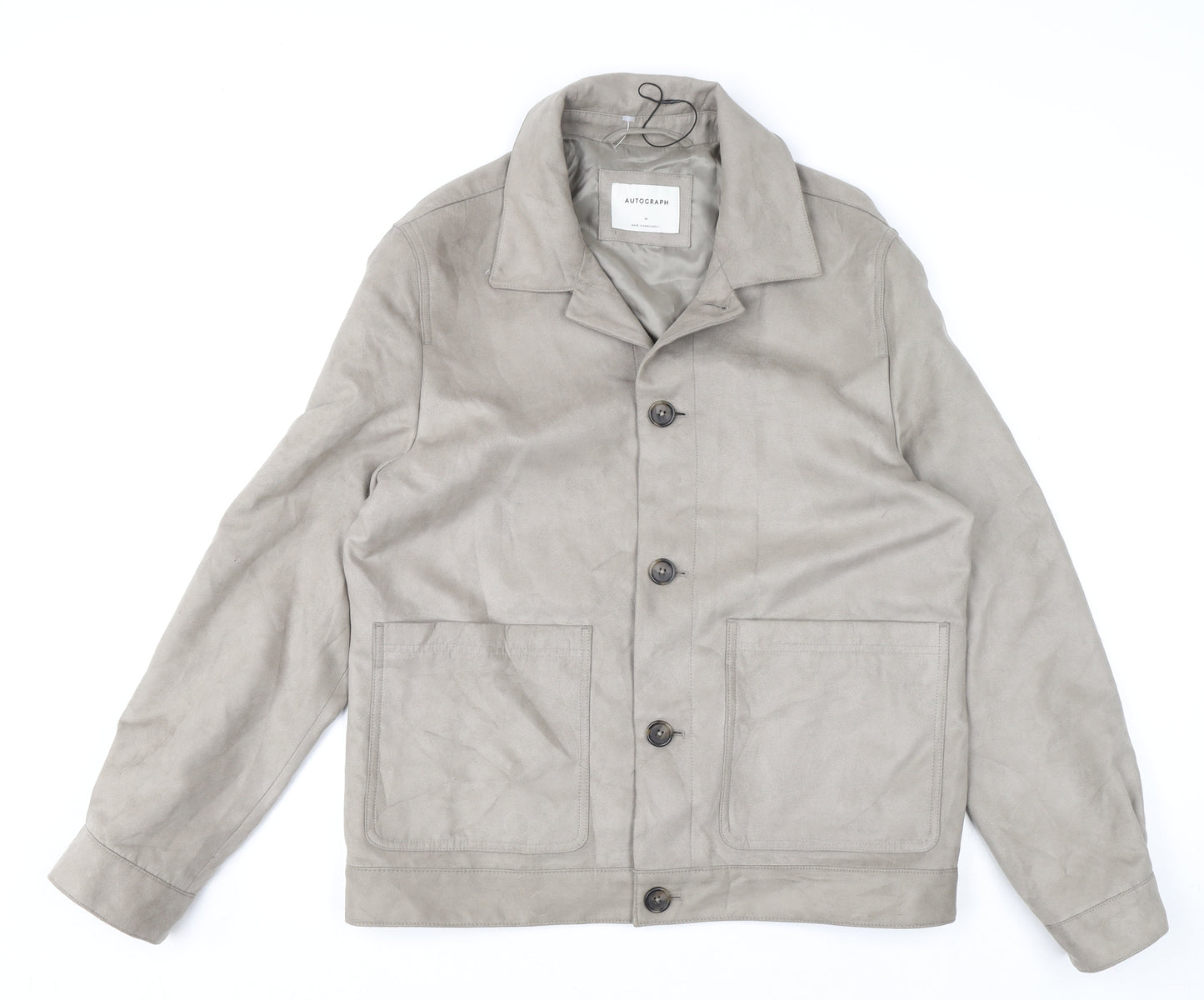 Marks & Spencer Mens Grey M Basic Jacket Lined Spread Collar