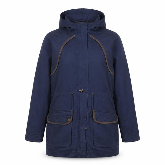 Front view of Debenhams The Collection Women's Blue Hooded Parka Coat, size 14