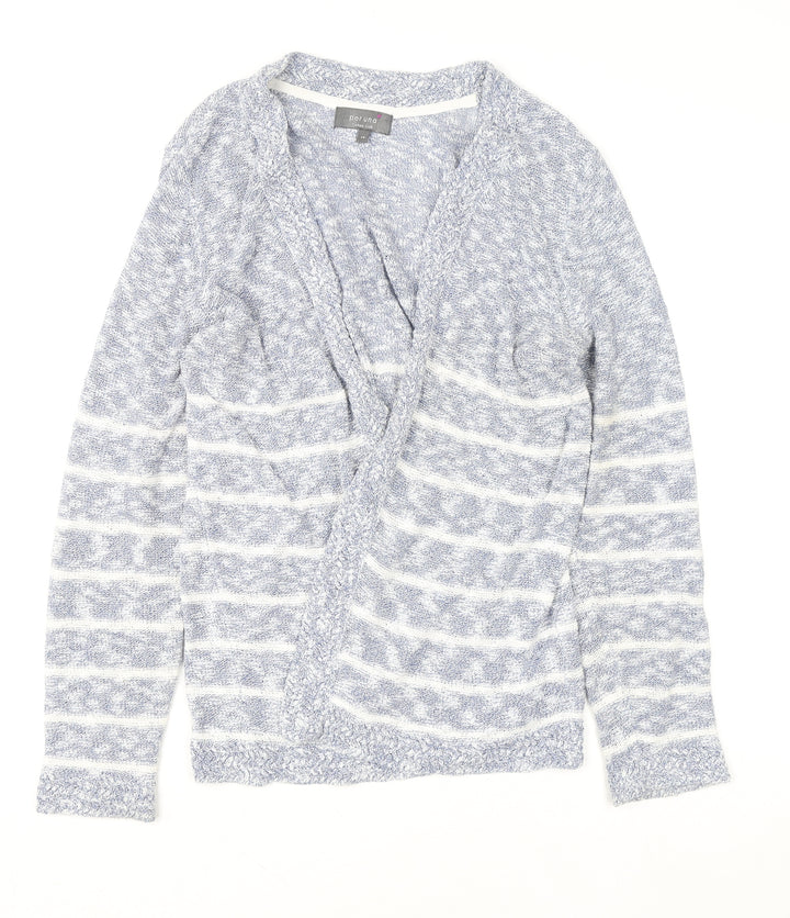 Marks & Spencer Per Una Women’s Blue Striped Knit Cardigan Size 14