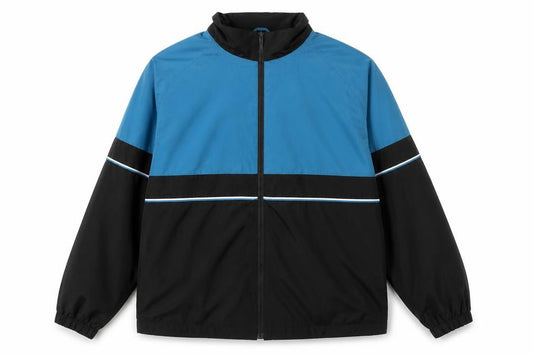 Front view of Classics Elements Men's Blue Black 2XL Track Jacket Polyester Colourblock