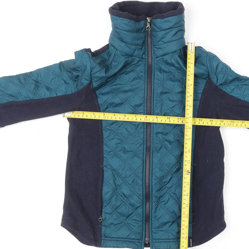 Fouganza Girls Blue Quilted Full Zip Fleece Riding Hoodie 10-11 Years