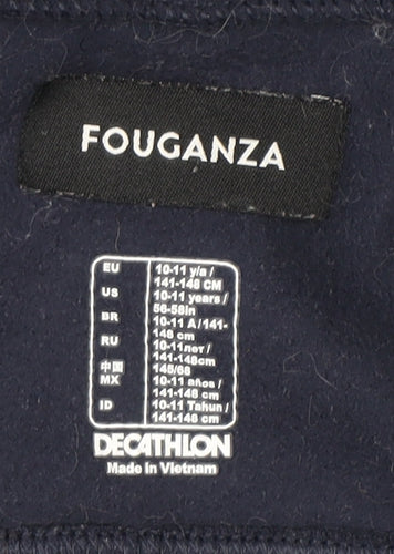 Fouganza Girls Blue Quilted Full Zip Fleece Riding Hoodie 10-11 Years