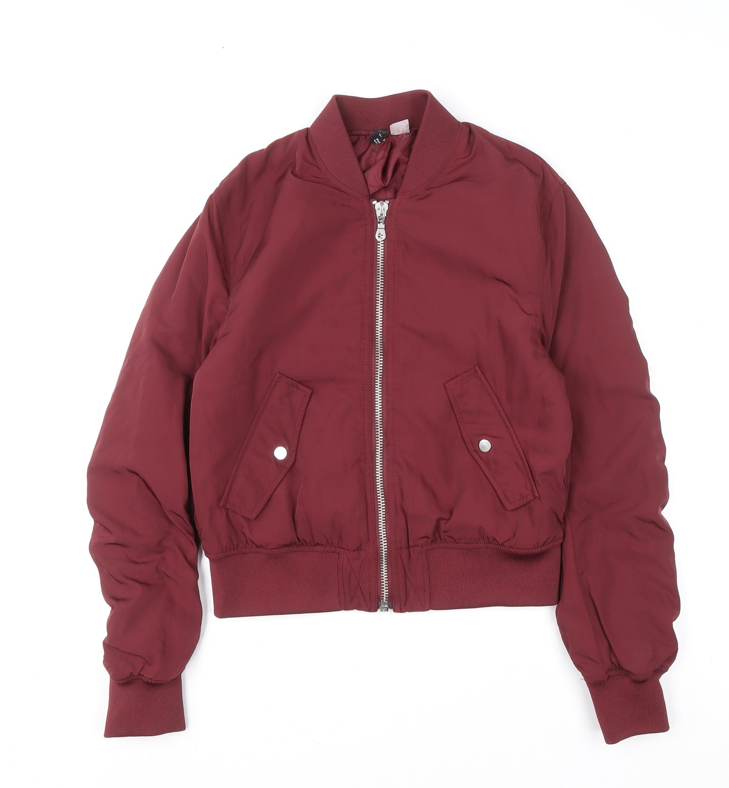 Divided Women Red Bomber Jacket Size 8 Polyester Zip Up Casual