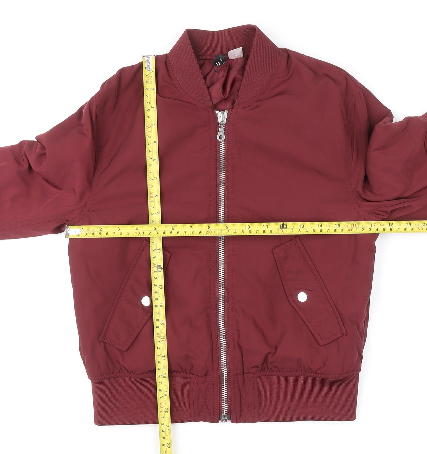 Divided Women Red Bomber Jacket Size 8 Polyester Zip Up Casual