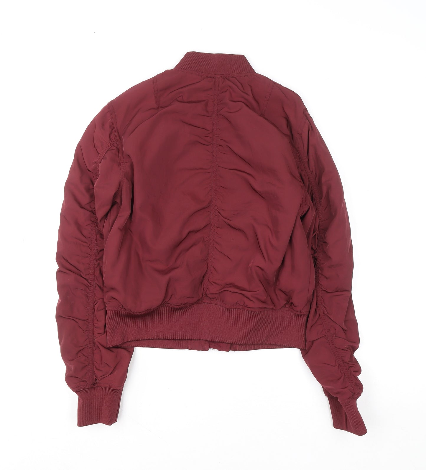 Divided Women Red Bomber Jacket Size 8 Polyester Zip Up Casual