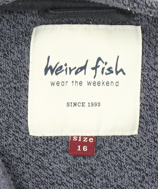 Weird Fish Womens Grey Size 16 Full Zip Fleece Jumper