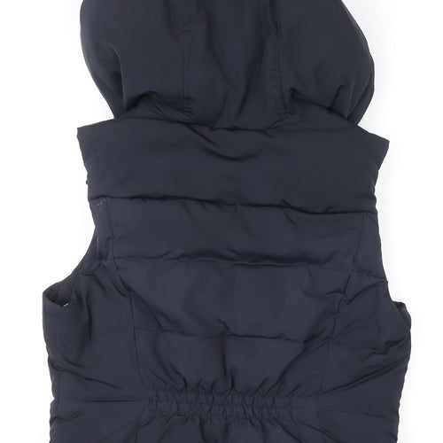 Hollister Women's Blue Puffer Hooded Waistcoat L