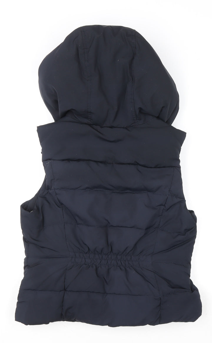 Hollister Women's Blue Puffer Hooded Waistcoat L