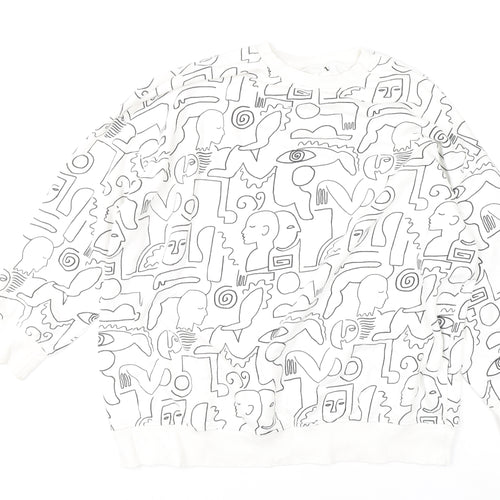 Monki Women’s White Graphic Print Pullover Sweatshirt Size S