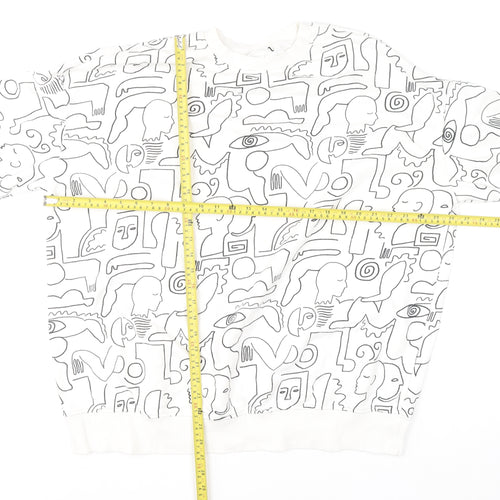 Monki Women’s White Graphic Print Pullover Sweatshirt Size S