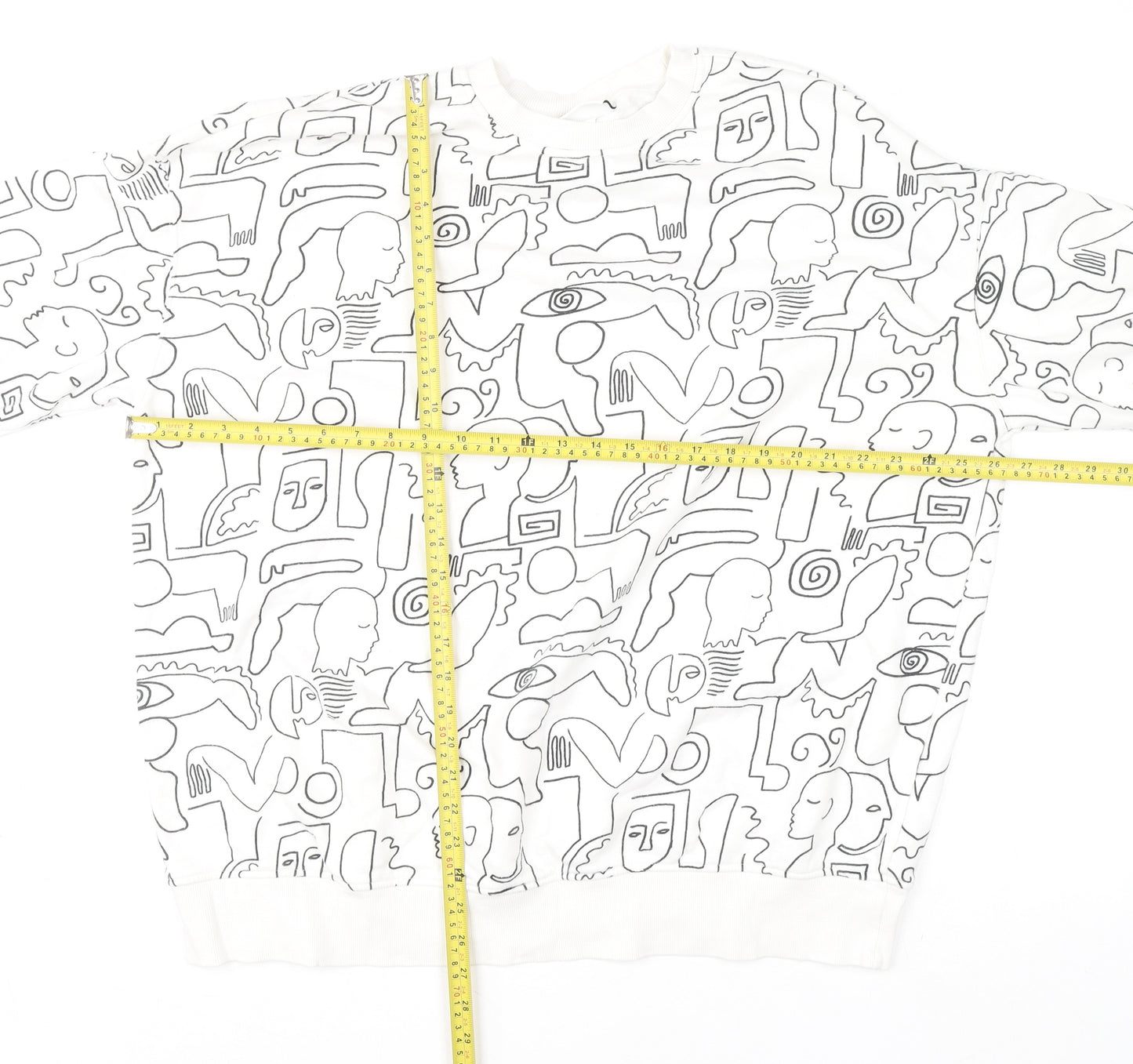 Monki Women’s White Graphic Print Pullover Sweatshirt Size S