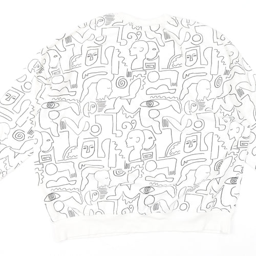 Monki Women’s White Graphic Print Pullover Sweatshirt Size S